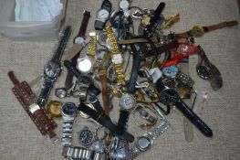 Tub Containing a Large Assortment of Ladies and Gents Wristwatches