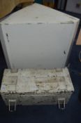 Painted Corner Cupboard and a Metal Toolbox