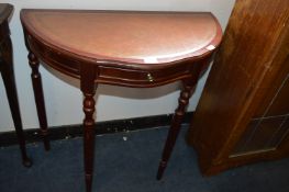Reproduction Mahogany Half Moon Hall Table