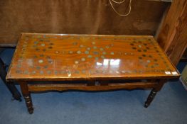 Glass Topped Coffee Table with Decorative Old Coin