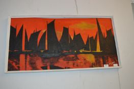 Retro Oil on Board by E.M. Atkin - Sailing Ships