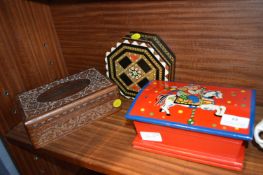 Three Small Wooden Boxes