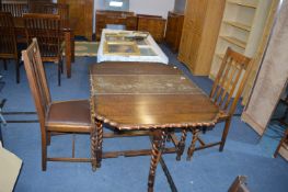 1930's Oak Pie Crust Drop Leaf Dining Table on Bar