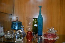 Collection of Vintage Art Glass; Bottles, Vases, Bowls, etc.