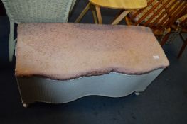 Lloyd Loom Style Ottoman with Pink Upholstery