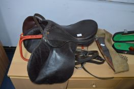 Leather Saddle and Saddle Rack etc.