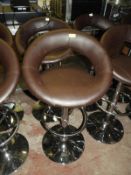 *Pair of Brown Leather Barstools