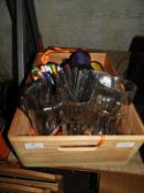 *Box Containing Assorted Ribbons, Felt Pens, Tongs
