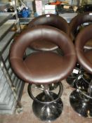 *Pair of Brown Leather Barstools
