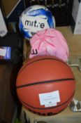 *Wilson Reaction Basketball, Mitre Football, and a Mitre Netball