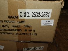 *Box Containing 100 15w Amber Pygmy Light Bulbs