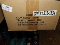 *Box Containing 100 15w White Pygmy Light Bulbs