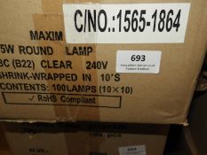 *Box Containing 100 15w Clear Pygmy Light Bulbs