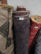 *37m Roll of Navy & Brown Floral Pattern Upholster