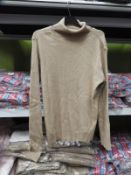 *Six Essence Fawn Coloured Roll Neck Long Sleeve T