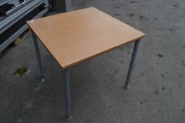 Metal Framed Table with Wood Effect Top 80x80x73cm