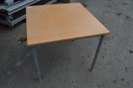 Metal Framed Table with Wood Effect Top 80x80x73cm