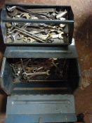 Small Metal Toolbox with Quantity of Spanners