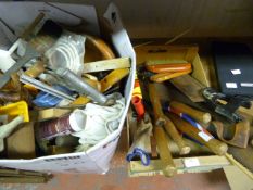 Two Boxes of Garden and Wood Working Tools