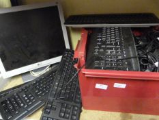 *Computer Monitor and a Box of Keyboards and Assoc