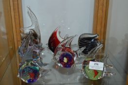 Seven Murano Glass Fish