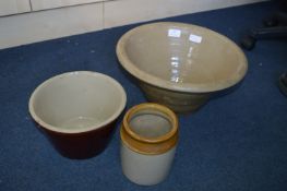 Victorian Pancheon and Stoneware Bowl & Jar