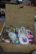 Large Basket Containing Assorted Ribbons, Trim, La