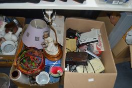 Two Boxes of Household Items Including Parrots, La