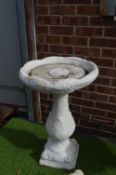White Painted Birdbath