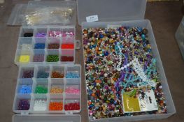 Three Storage Boxes of Beads, etc.