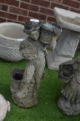 Garden Planter Statute of a Young Boy Carrying Bas