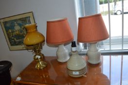 Four Table Lamps with Shades