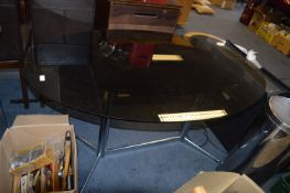 Smoked Glass Oval Dining Table on Chrome Legs