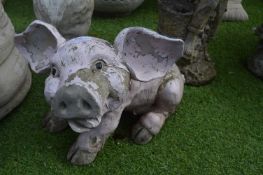 Painted Garden Statue if a Pig