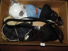 *Box of Four Levi Caps, One Timberland Hat, Levi B
