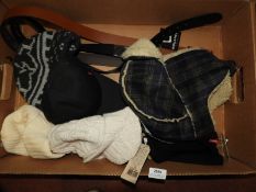 *Box of Six Assorted Branded Hats and Two Levi Lea