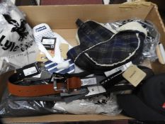 *Box of Six Designer Hats, Two Leather Belts and a