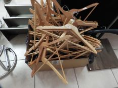 *Box of Wood, and Plastic Coat Hangers