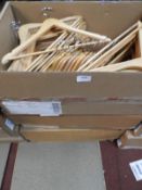 *Three Boxes of Wooden Coat Hangers