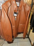 *Schott Mens Tan Leather Jacket Size: Medium