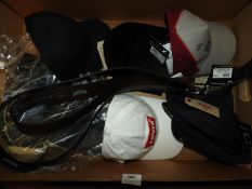 *Box of Six Assorted Designer Caps and Two Levi Be