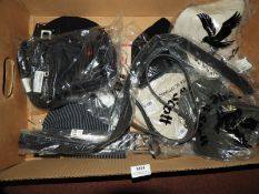 *Box of Six Designer Hats, One Levi Bag and Two Le
