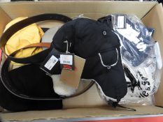 *Box of Six Assorted Designer Hats, Two Levi Belts