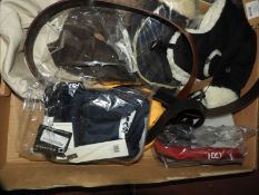 *Box of Six Designer Hats, Two Levi Bags and Two L