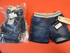 Four Pairs of Levi Denim Shorts Sizes: 9, 12, 18 &