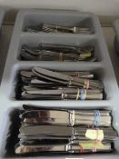 Tray of Stainless Steel Knives and Forks