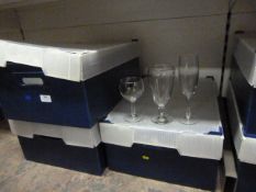 Box of Champagne Flutes, Box of Wine Glasses and a