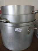 Three Graduated Aluminium Twin Handled Pans