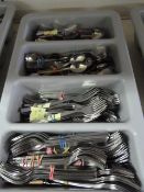 Tray of Stainless Steel Forks and Spoons