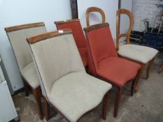 Three Upholstered Wood Framed Chairs